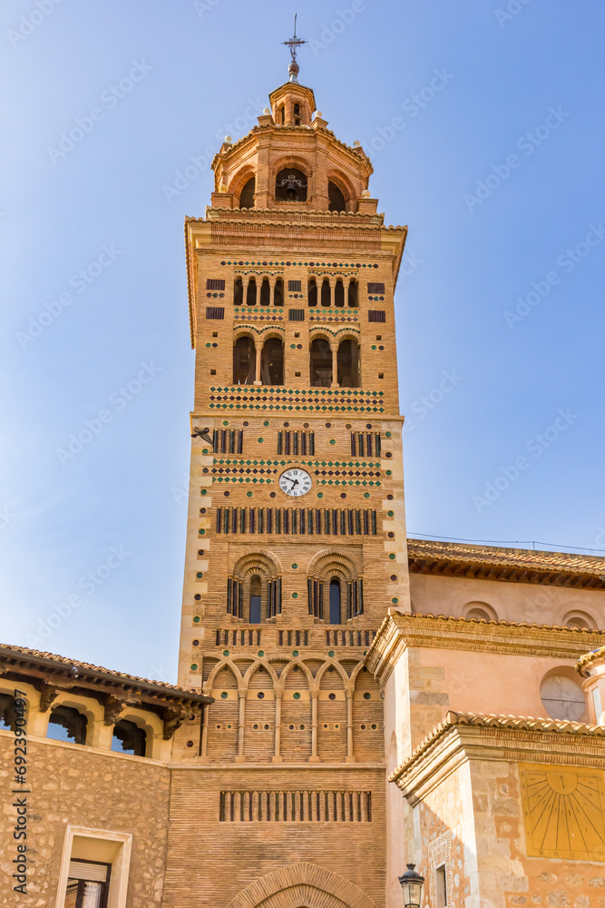Tower of the Santa Maria cathedral in moorish mudejar style in Teruel, Spain