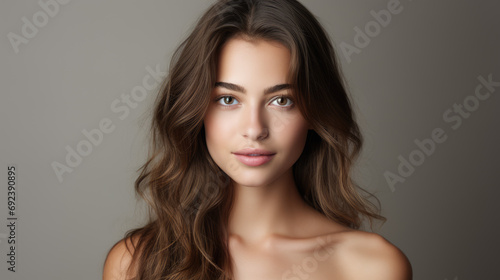 Beautiful blonde girl with perfect skin, cosmetics beauty skincare salon advertisement baner 