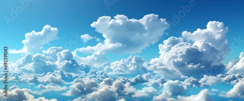Beautiful Blue Summer Sky Fluffy Clouds   Background Banner HD