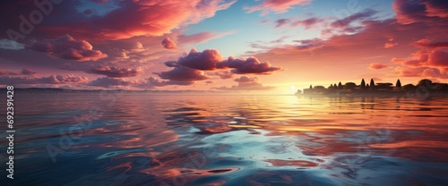 Beautiful Sunset Over Sea Reflection Water , Background Banner HD © Alex Cuong
