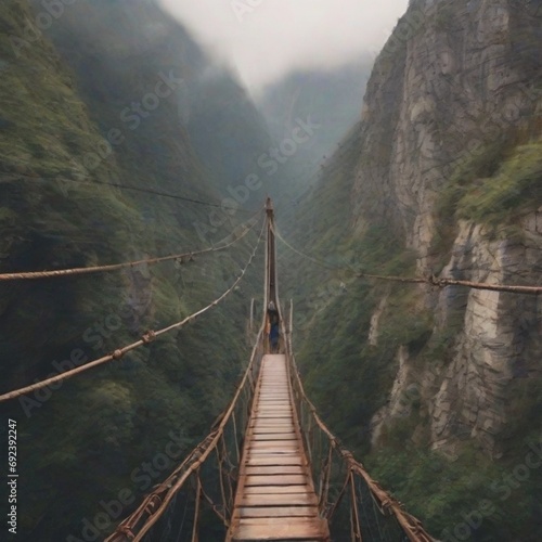 suspension bridge in the mountains