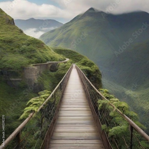 wooden bridge in the mountains
