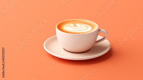3D illustration of cup of coffee on pastel background.