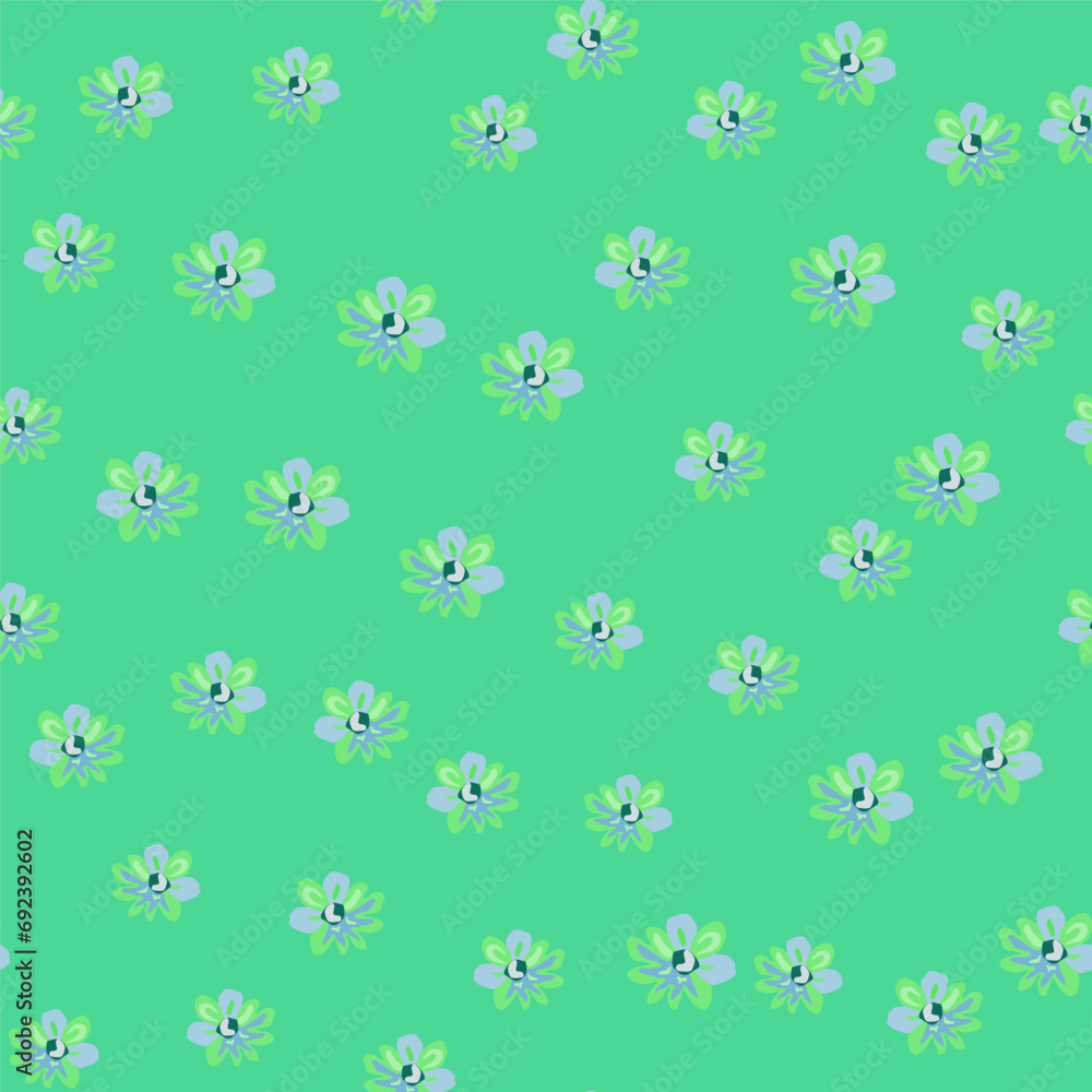 Charming seamless floral pattern with daisies in pastel hues.