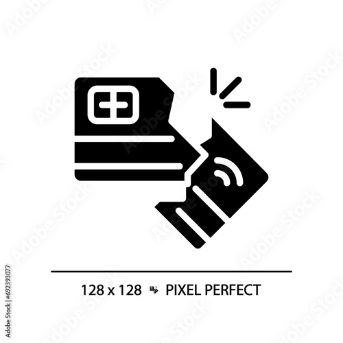 2D pixel perfect glyph style credit crunch icon, solid isolated vector, simple silhouette illustration representing economic crisis.