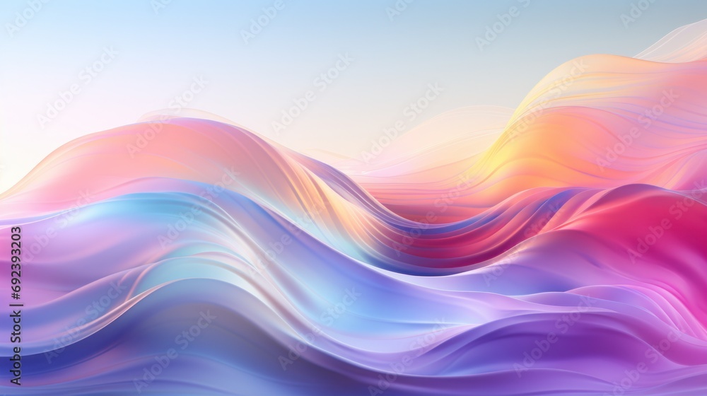 Fototapeta premium Electric Waves in Pastel Rainbow Dreamy Data Background
