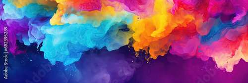 vibrant abstract background with a smooth blend of rainbow colors that flow into each other, Holi festival banner