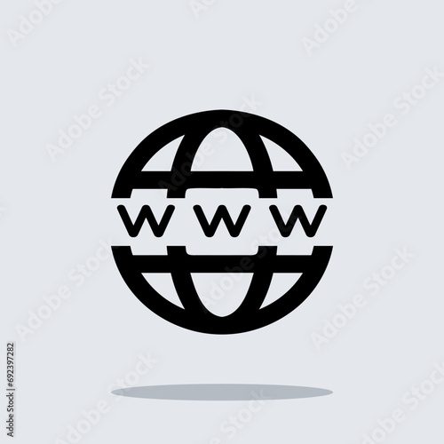 Www icon vector. Website logo design. World wide web internet vector icon illustration isolated on gray background