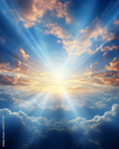 Heavenly sunrays clouds spiritual god light #692397498