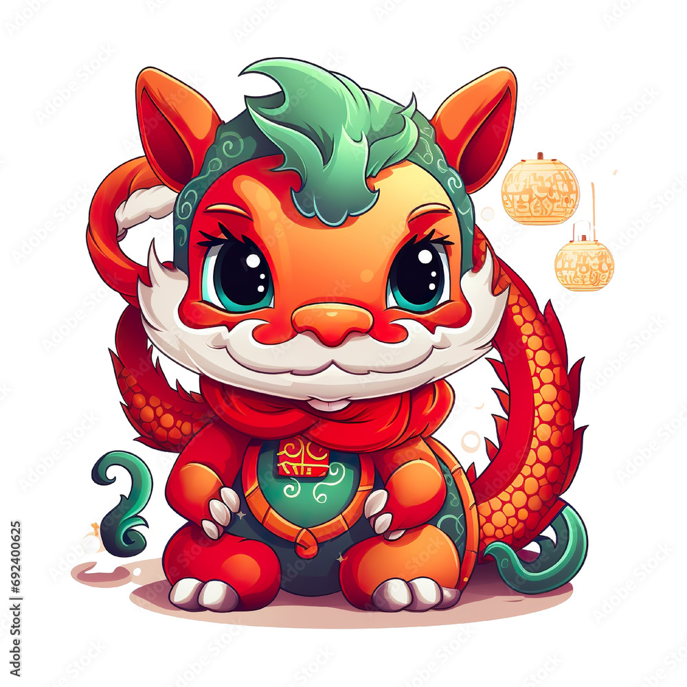 cute Chinese dragon Christmas and Lunar New Year theme, white isolated background PNG, cartoon style, animal designations cute Chinese dragon Christmas and Lunar New Year theme, white isolated background PNG, cartoon style, animal designations