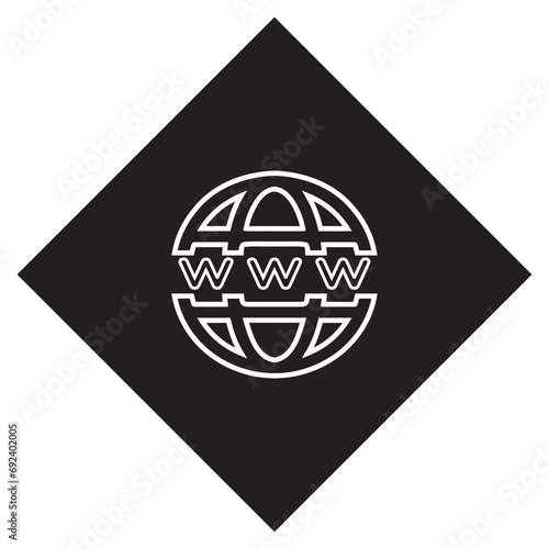 Www icon vector. Website internet logo design. World wide web internet vector icon illustration in rhombus isolated on white background