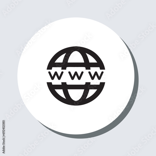 Www icon vector. Website sign symbol in trendy flat style. World wide web internet vector icon illustration in circle isolated on gray background