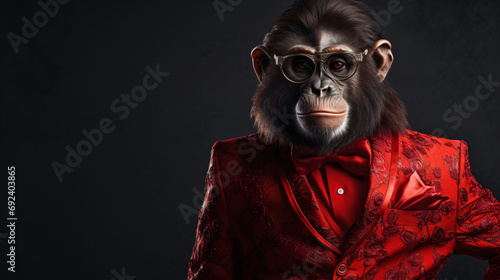 Portrait of a smiling monkey in a business suit © Salman