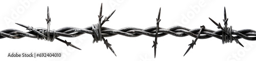 Barbed wire on white background photo