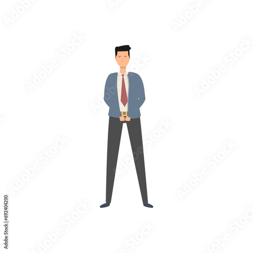 vector set of male office workers in gray suits businessman