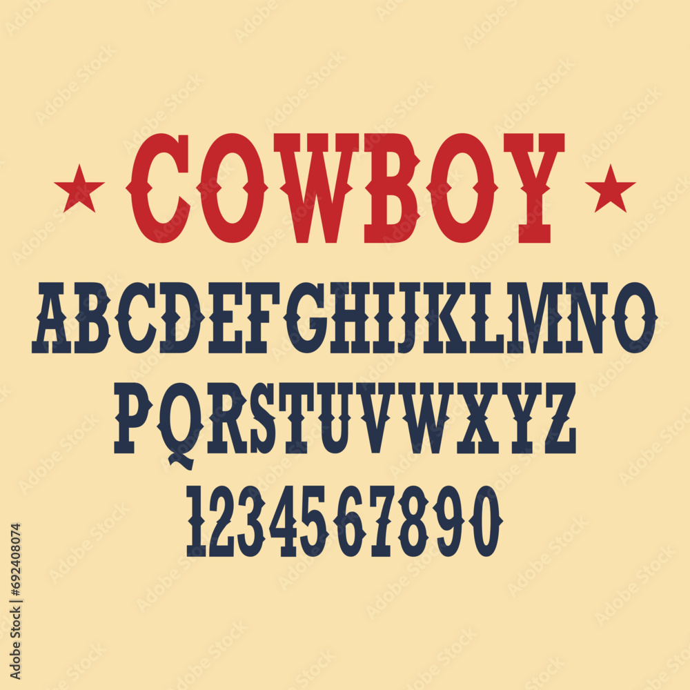 Cowboy Alphabet Western Style design Stock Vector Adobe Stock