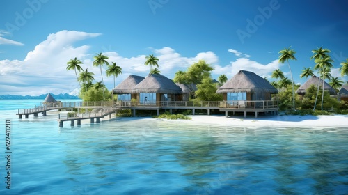 marine coral island atoll illustration paradise tropical, diving reef, turquoise palm marine coral island atoll