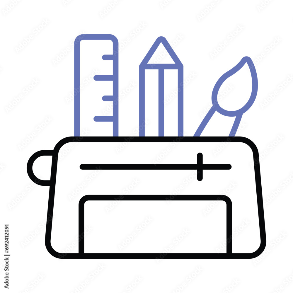 Pencil case vector design, ready to use icon, isolated on white background Pencil case vector design, ready to use icon, isolated on white background