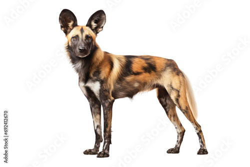 Sprint and Strive: The Exceptional Speed of African Wild Dogs isolated on transparent background photo