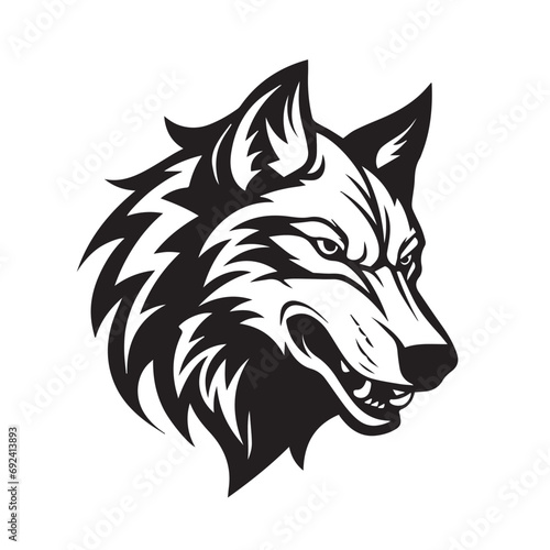 Wolf in cartoon, doodle style. Isolated 2d vector illustration in logo, icon, sketch style, Eps 10, black and white. AI Generative