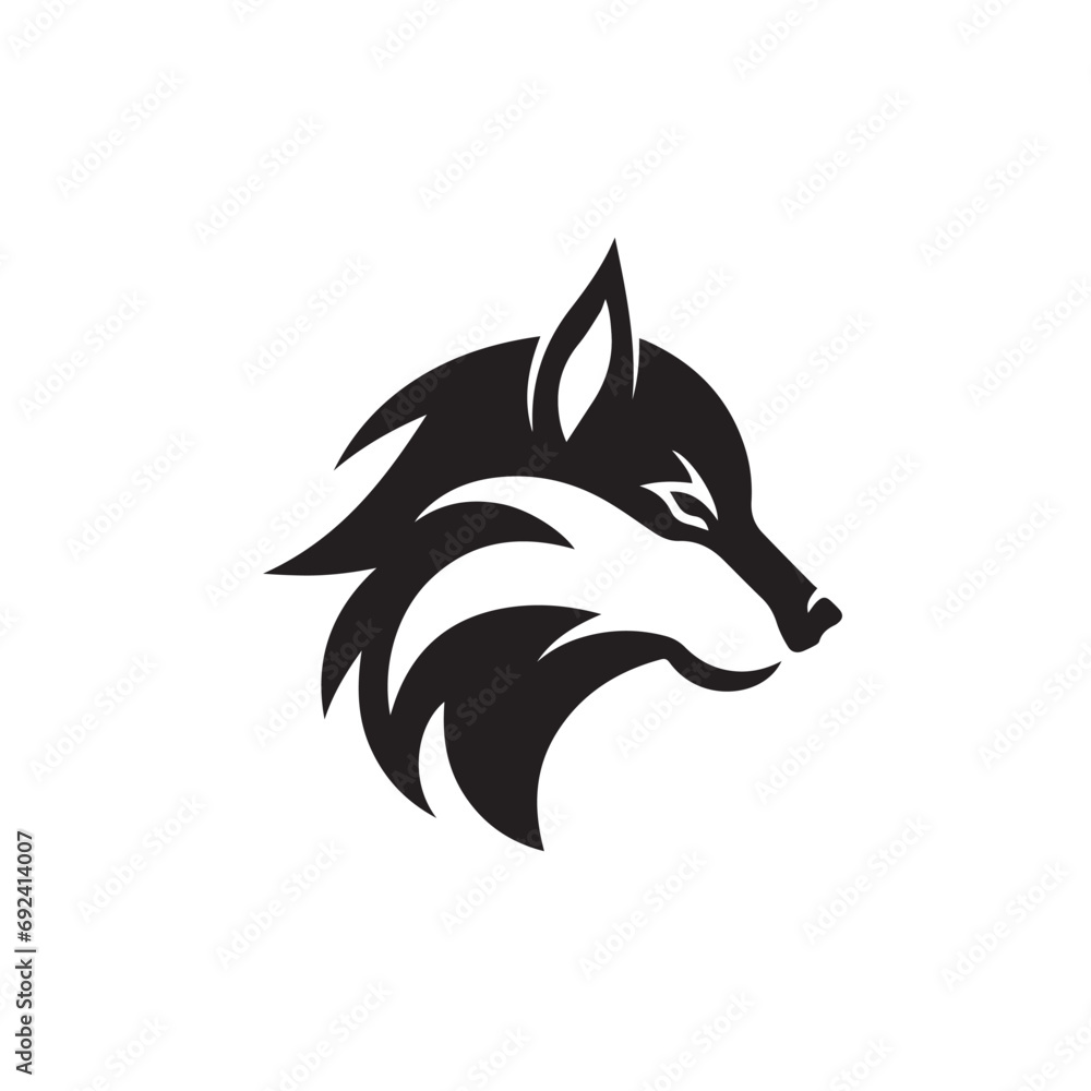 Fototapeta premium Wolf in cartoon, doodle style. Isolated 2d vector illustration in logo, icon, sketch style, Eps 10, black and white. AI Generative