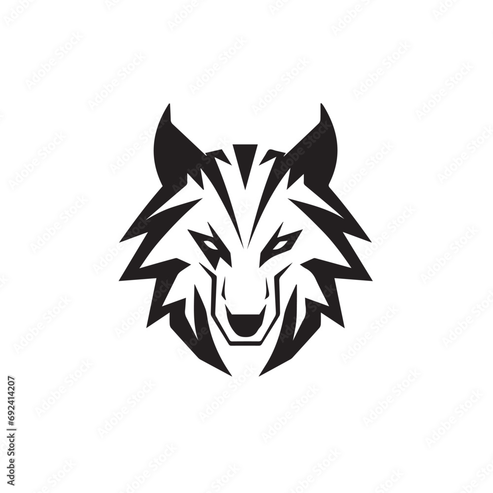 Obraz premium Wolf in cartoon, doodle style. Isolated 2d vector illustration in logo, icon, sketch style, Eps 10, black and white. AI Generative