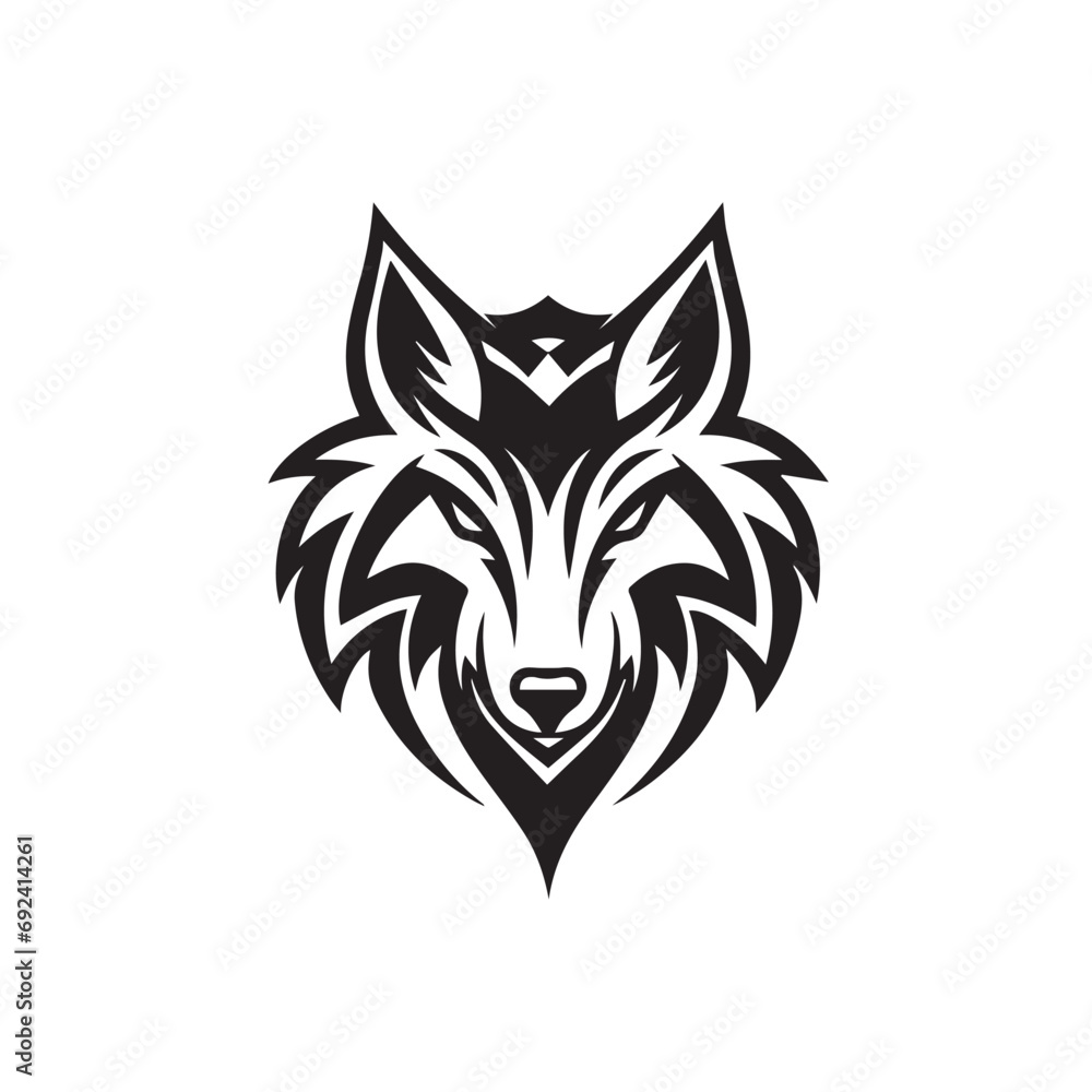 Fototapeta premium Wolf in cartoon, doodle style. Isolated 2d vector illustration in logo, icon, sketch style, Eps 10, black and white. AI Generative