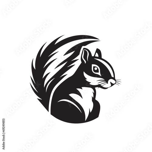 Squirrel in cartoon, doodle style. Isolated 2d vector illustration in logo, icon, sketch style, Eps 10, black and white. AI Generative
