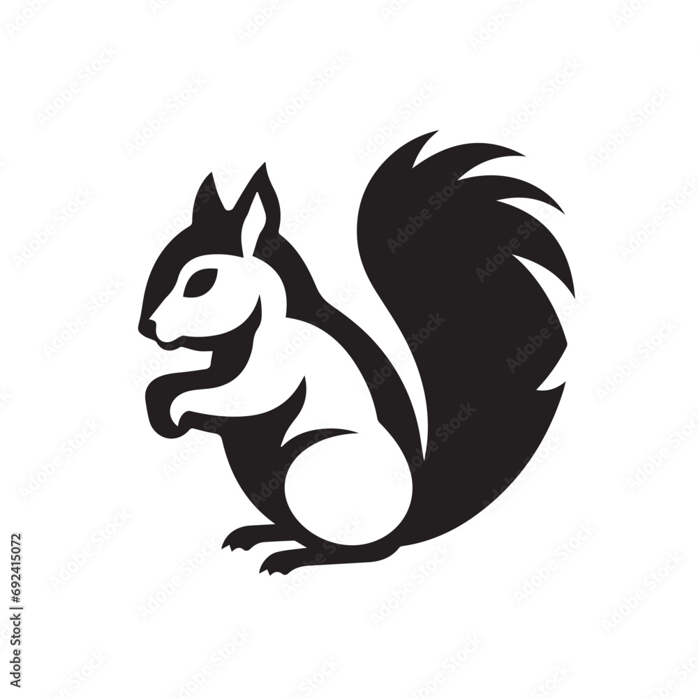 Squirrel in cartoon, doodle style. Isolated 2d vector illustration in logo, icon, sketch style, Eps 10, black and white. AI Generative