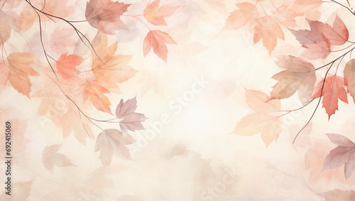A classy look with a beige watercolor background featuring leafy designs for an artistic touch.