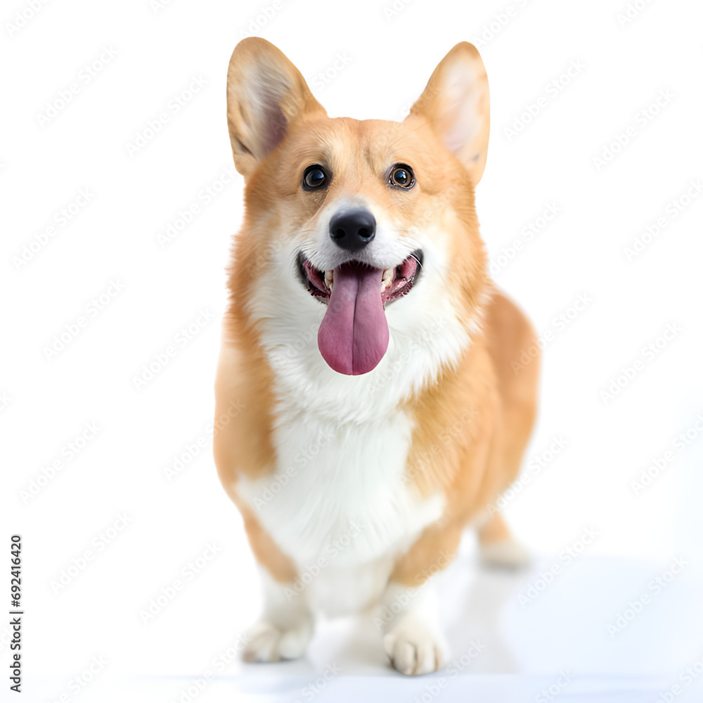 corgi dog with his tongue sticking out white background 151013 32330