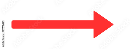 Horizontal red arrow to the right isolated on white. SVG