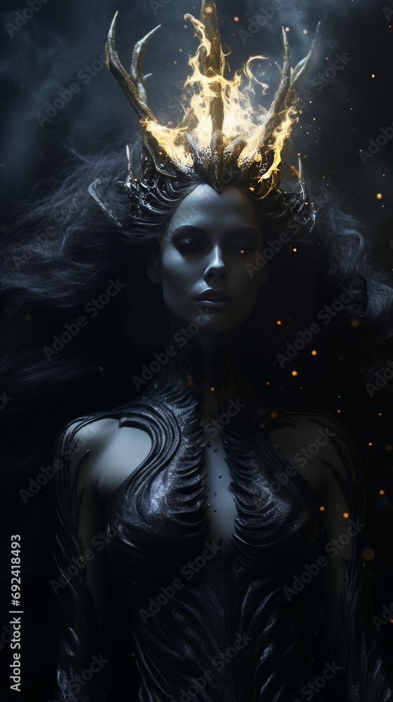 stunning otherworldly goddess of beauty rising from the void, dark and mysterious stunning otherworldly goddess of beauty rising from the void, dark and mysterious