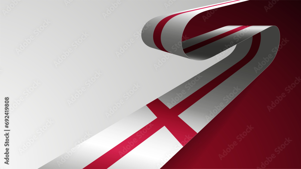 Obraz premium Realistic ribbon background with flag of England.