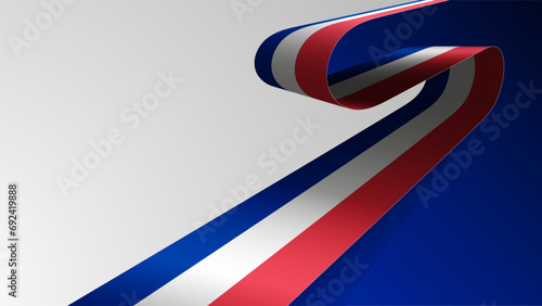 Realistic ribbon background with flag of France.