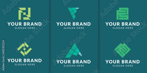 Creative letter F E logo vector design bundle inspiration collection. Logos can be used for icons, brands, identities, technologies and business companies