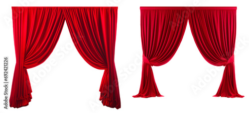 red velvet curtain with clipping path on a transparent background