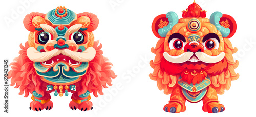 Wallpaper Mural Chinese New Year Lion Dances on a transparent background Torontodigital.ca