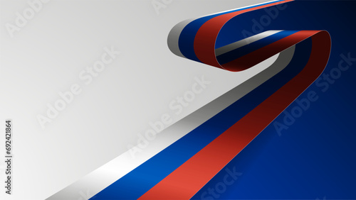 Realistic ribbon background with flag of Russia.