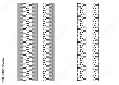 Zipper seamless set. Zippers brush elements