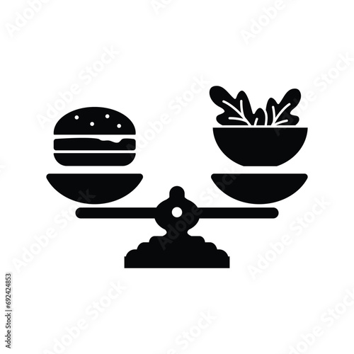 diet icon vector balanced diet scale with hamburger and salad