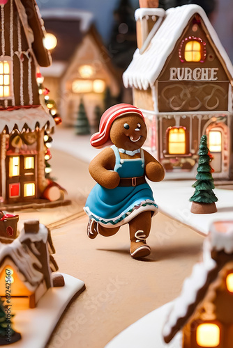 Painting of a... Gingerbread Gumption, Frosted Feet of Fury, Sprinkled Sprinting Superstar, Whimsical Waddle to the Finish Line, Glazed & Gloriously Gritty.