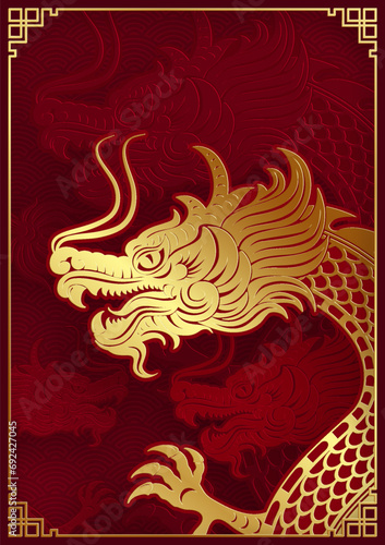 Traditional gold Chinese Dragon design