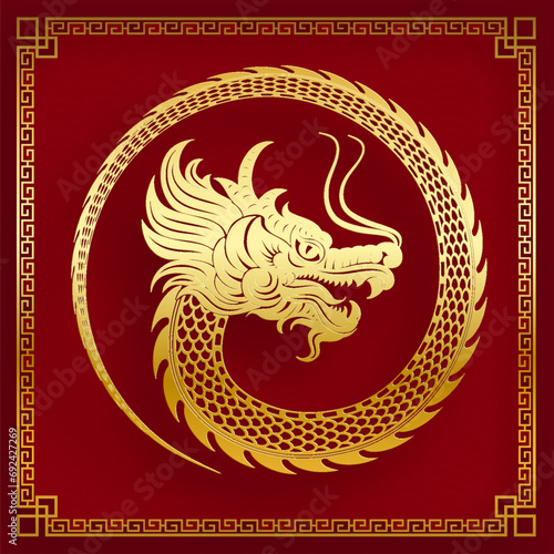 Traditional gold Chinese Dragon design