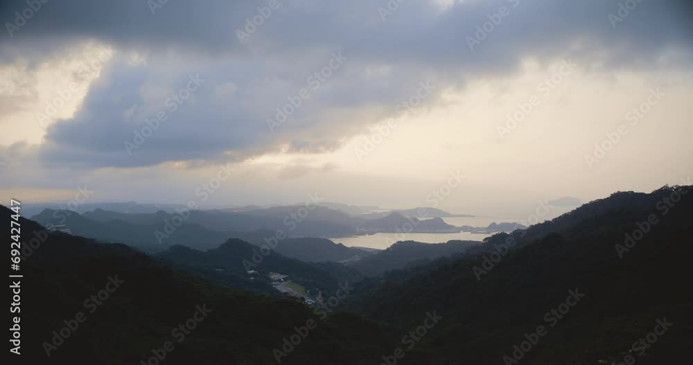 Taiwan Hills At Sunset, Panoramic View Taiwan Hills At Sunset, Panoramic View