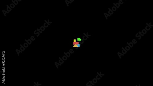 3D animation of colorful toy blocks floating photo