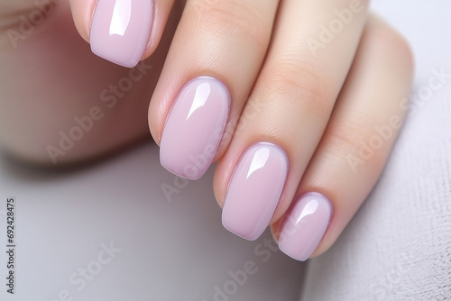A close-up of a professionally done pink manicure