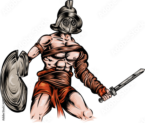 Spartacus gladiator roman slave warrior . vector illustration