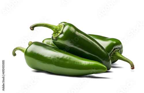 Green jalapeno peppers isolated on transparent background. Generative AI