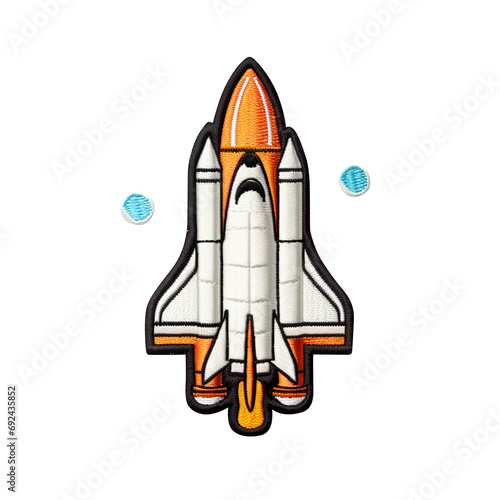 embroidered rocket patch badge isolated on transparent background Remove png, Clipping Path, pen tool